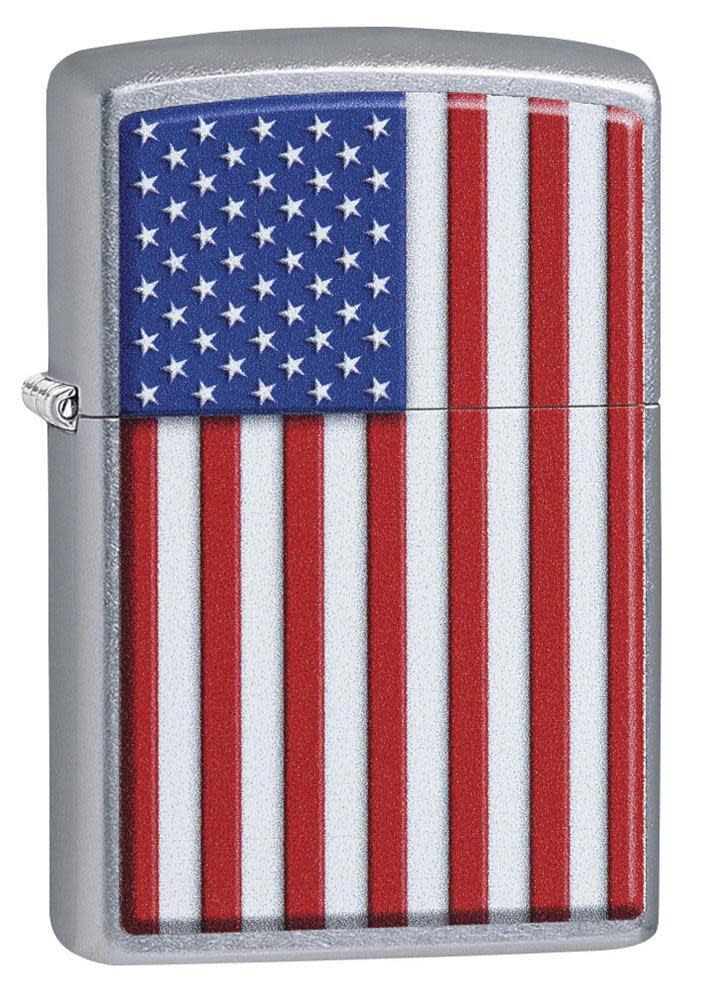 Patriotic Street Chrome Windproof Lighter, Classic Model, Silver - OUTBACK