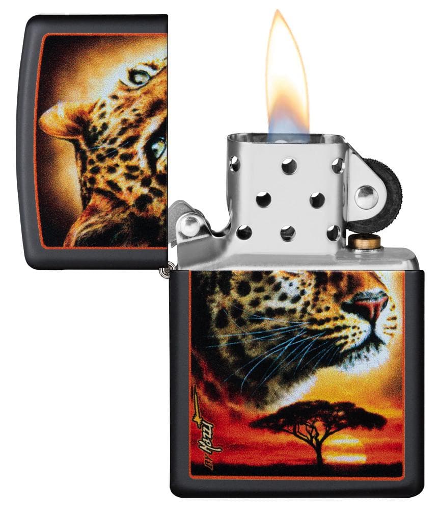 Zippo 49068 Mazzi African Leopard Windproof Lighter, Classic Model, Black - OUTBACK