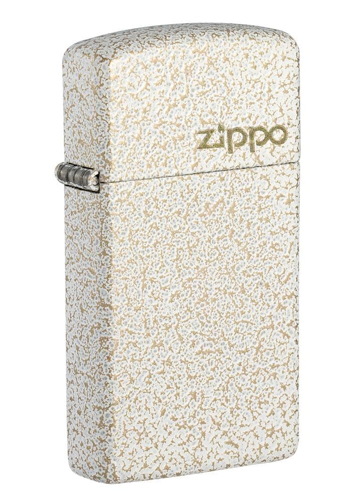 Zippo 49265ZL 49265 Slim Mercury Glass With Zippo Logo Windproof Lighter, Slim Model, White - OUTBACK