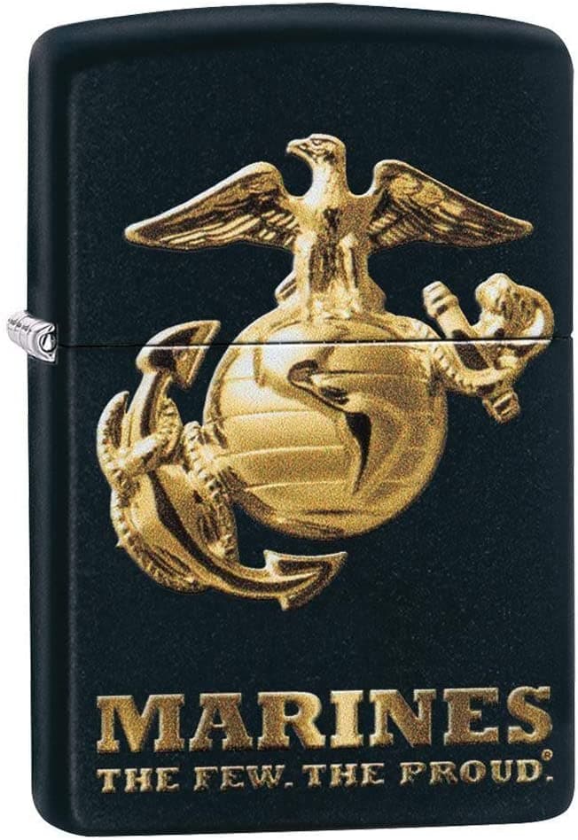 Zippo 49149 218 United States Marine Corps Black Matte Windproof Lighter, Classic Model, Black - OUTBACK