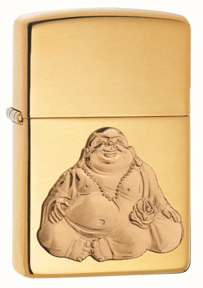 Zippo 29626 254B Laughing Buddah Emblem Windproof Lighter, Classic Model, Gold - OUTBACK