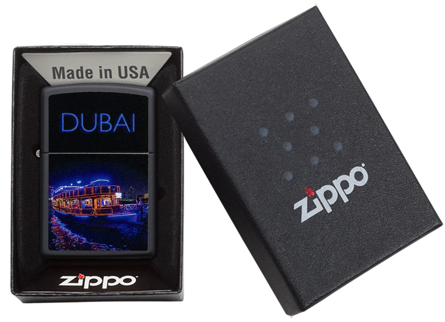 Zippo CI412379 218 Dubai Dhow Cruise Black Matte Windproof Lighter, Middle East Model, Black - OUTBACK