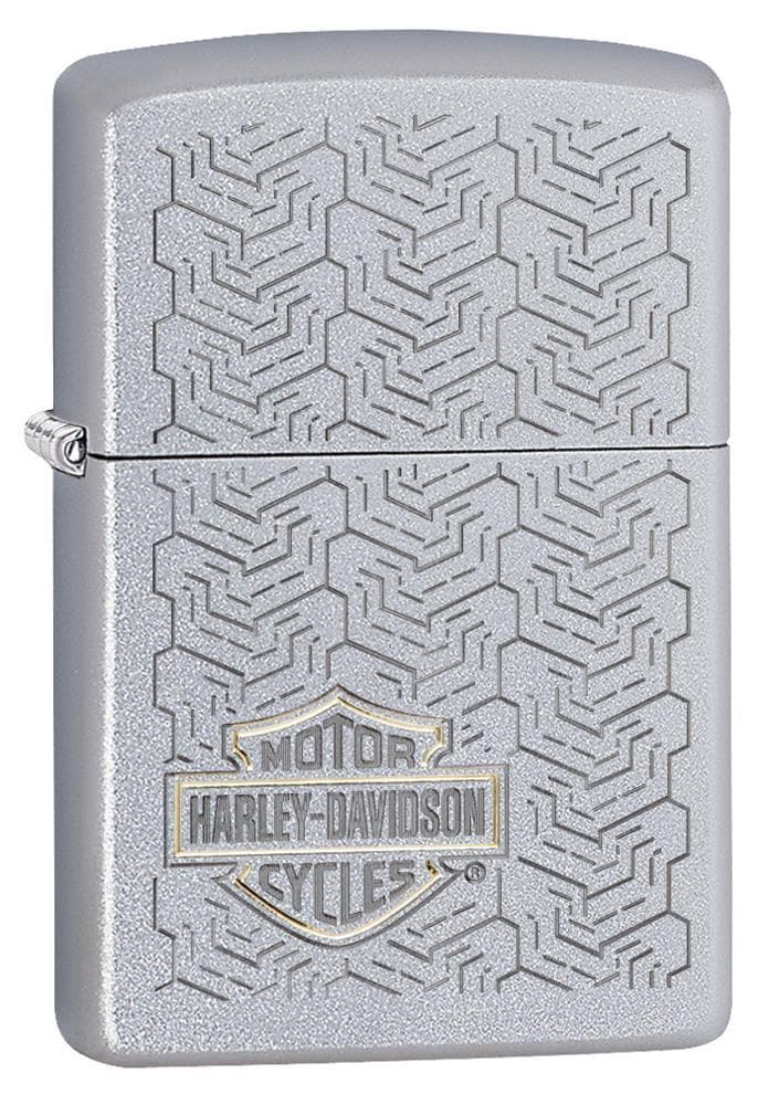 Zippo 49062 Harley Davidson Satin Chrome Windproof Lighter, Classic Model, Silver - OUTBACK