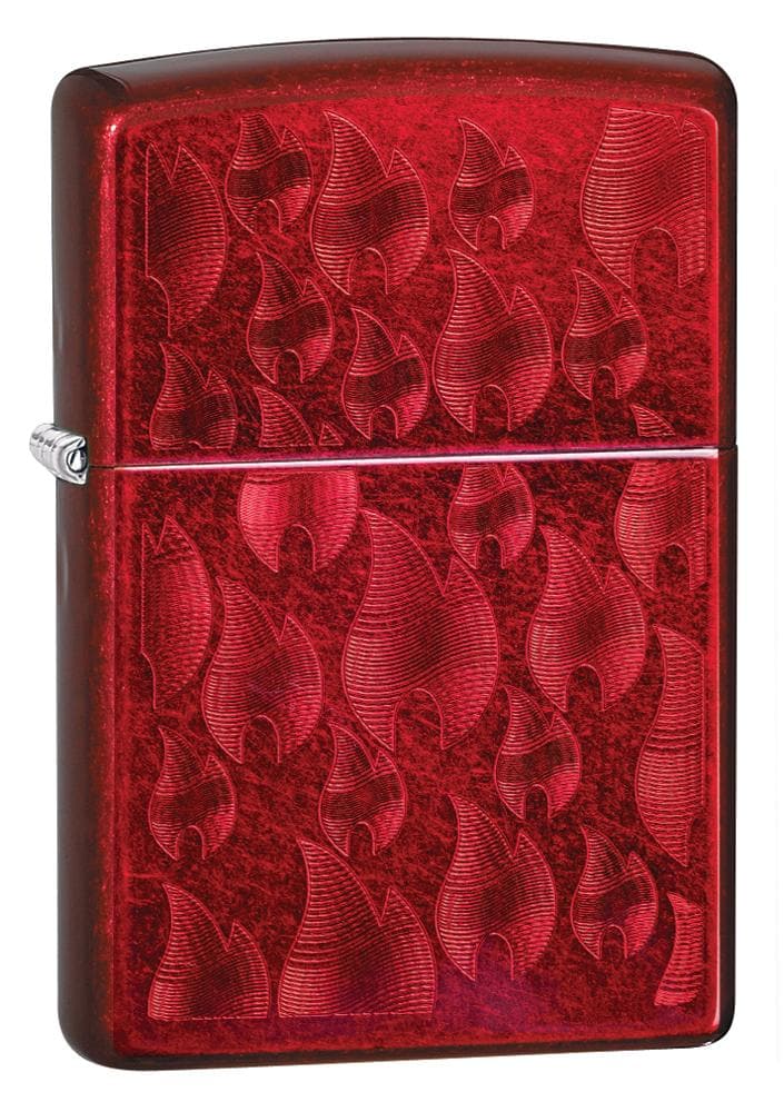 Zippo 29824 21063 Iced Zippo Flame Design Candy Apple Red Windproof Lighter, Classic Model, Red - OUTBACK