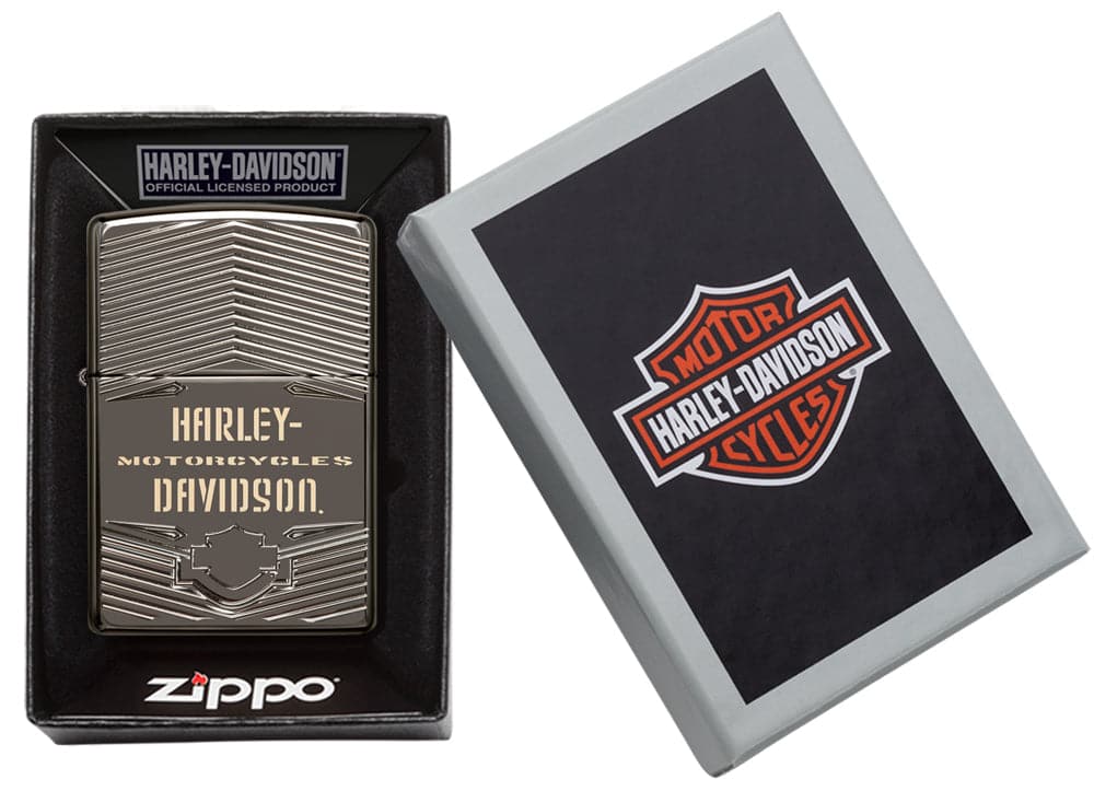 Zippo 29165 Harley Davidson Armor Deep Carve Black Ice Lighter, Classic Model, Black - OUTBACK