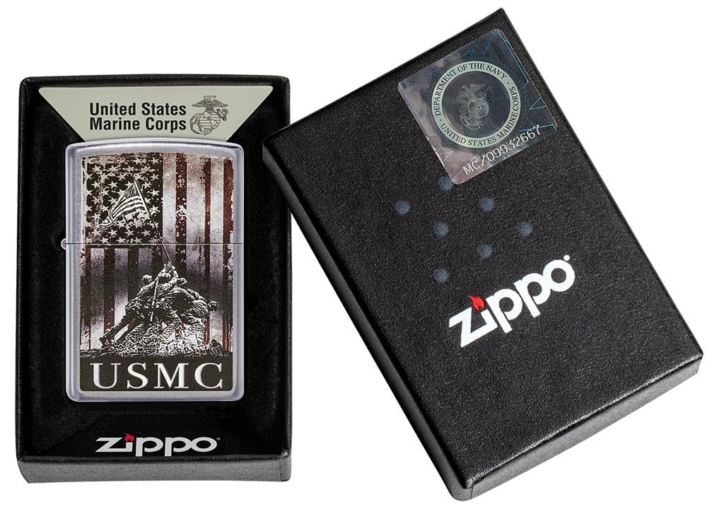 U.S. Marine Corps. Street Chrome Windproof Lighter, Classic Model, Silver - OUTBACK