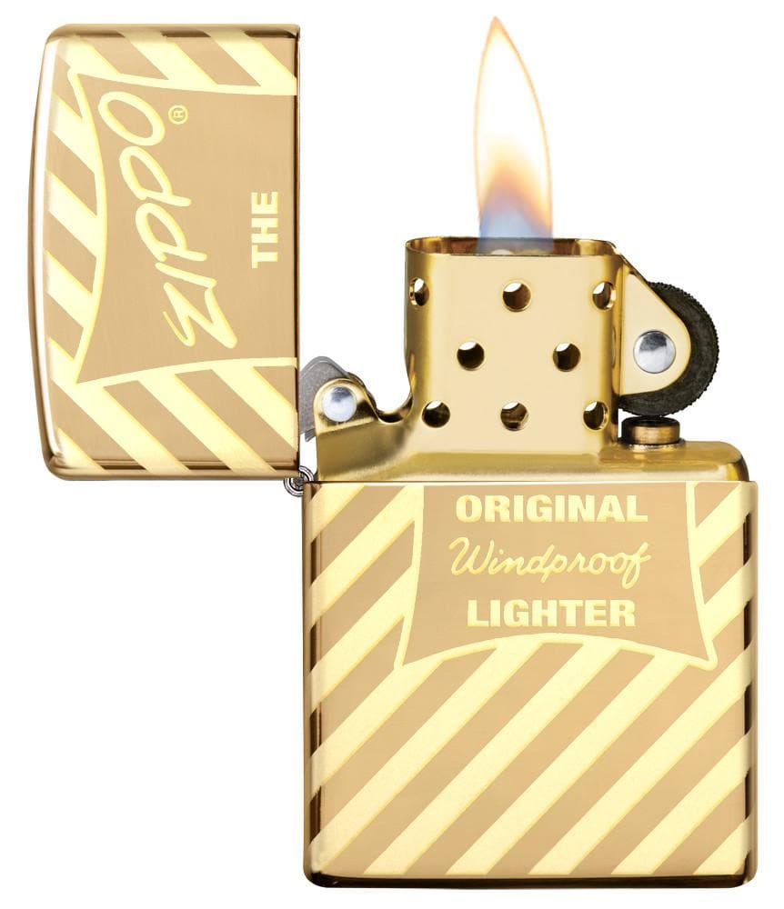 Zippo 49075 254B Vintage Zippo Box Top High Polish Brass Windproof Lighter, Classic Model, Gold - OUTBACK