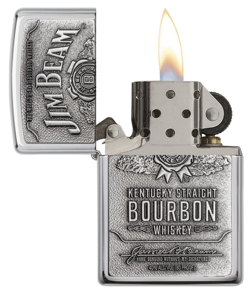 Zippo 250JB.928 Jim Beam Vintage Signature Emblem Windproof Lighter, Vintage Model, Silver - OUTBACK