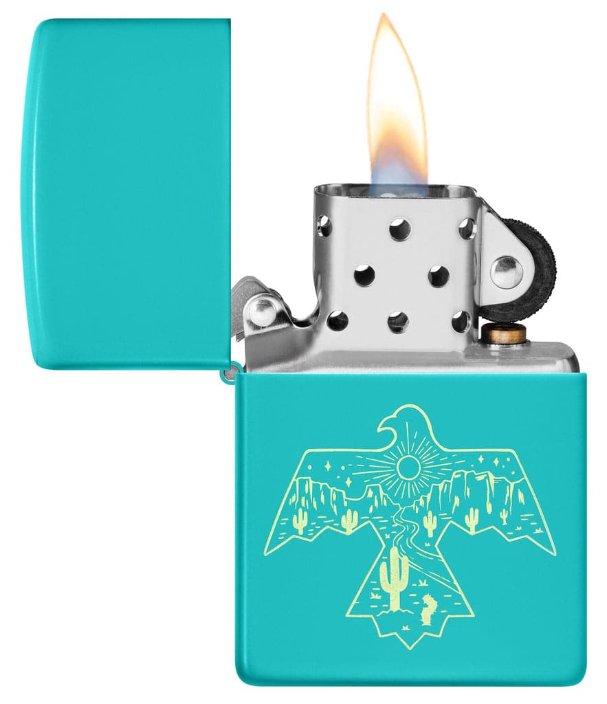 Zippo 48522 49454 Thunderbird Western Design Flat Turquoise Windproof Lighter - OUTBACK