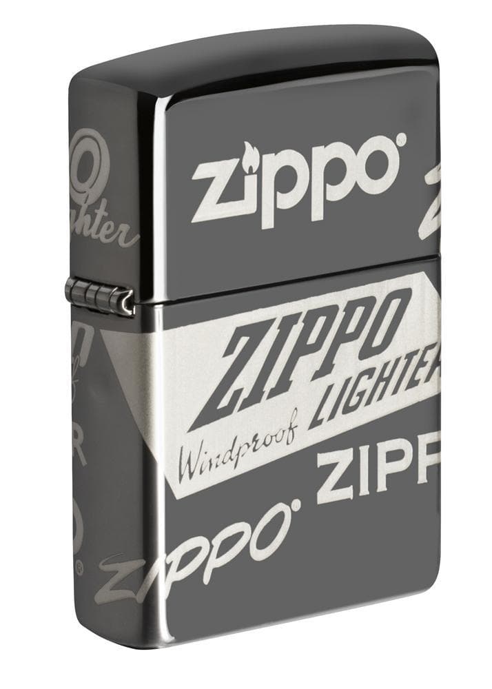 Zippo 49051 Zippo Logo Design Windproof Lighter, Classic Model, Black Ice - OUTBACK