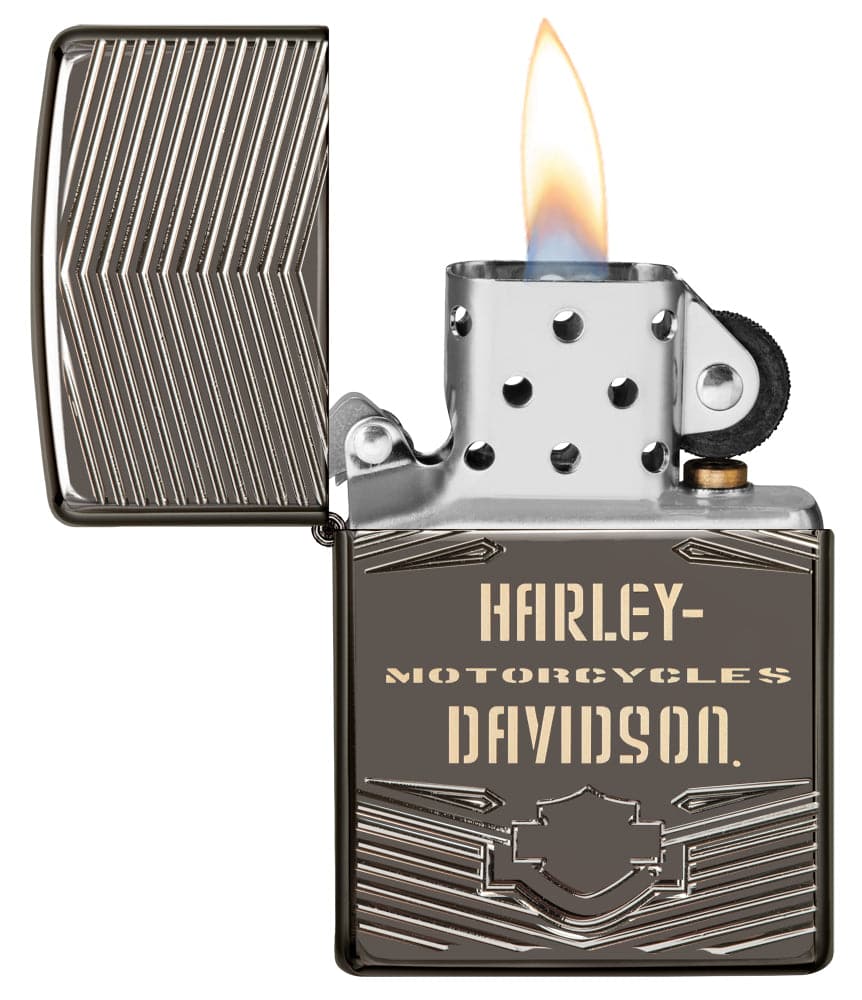 Zippo 29165 Harley Davidson Armor Deep Carve Black Ice Lighter, Classic Model, Black - OUTBACK