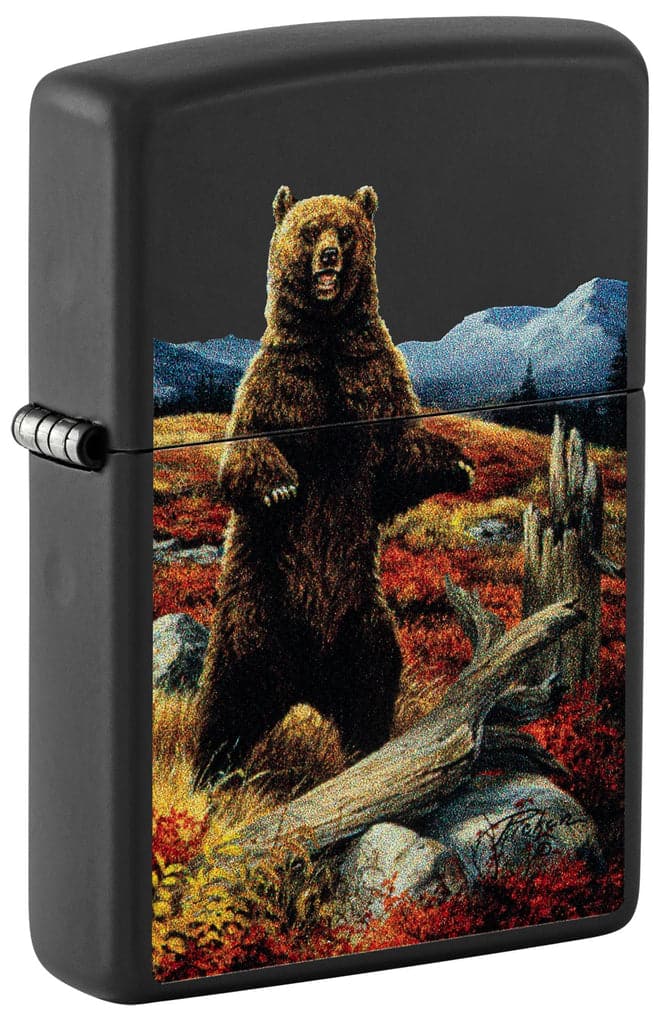 Zippo 48597 218 Linda Pickens Bear Design Black Matte Windproof Lighter - OUTBACK