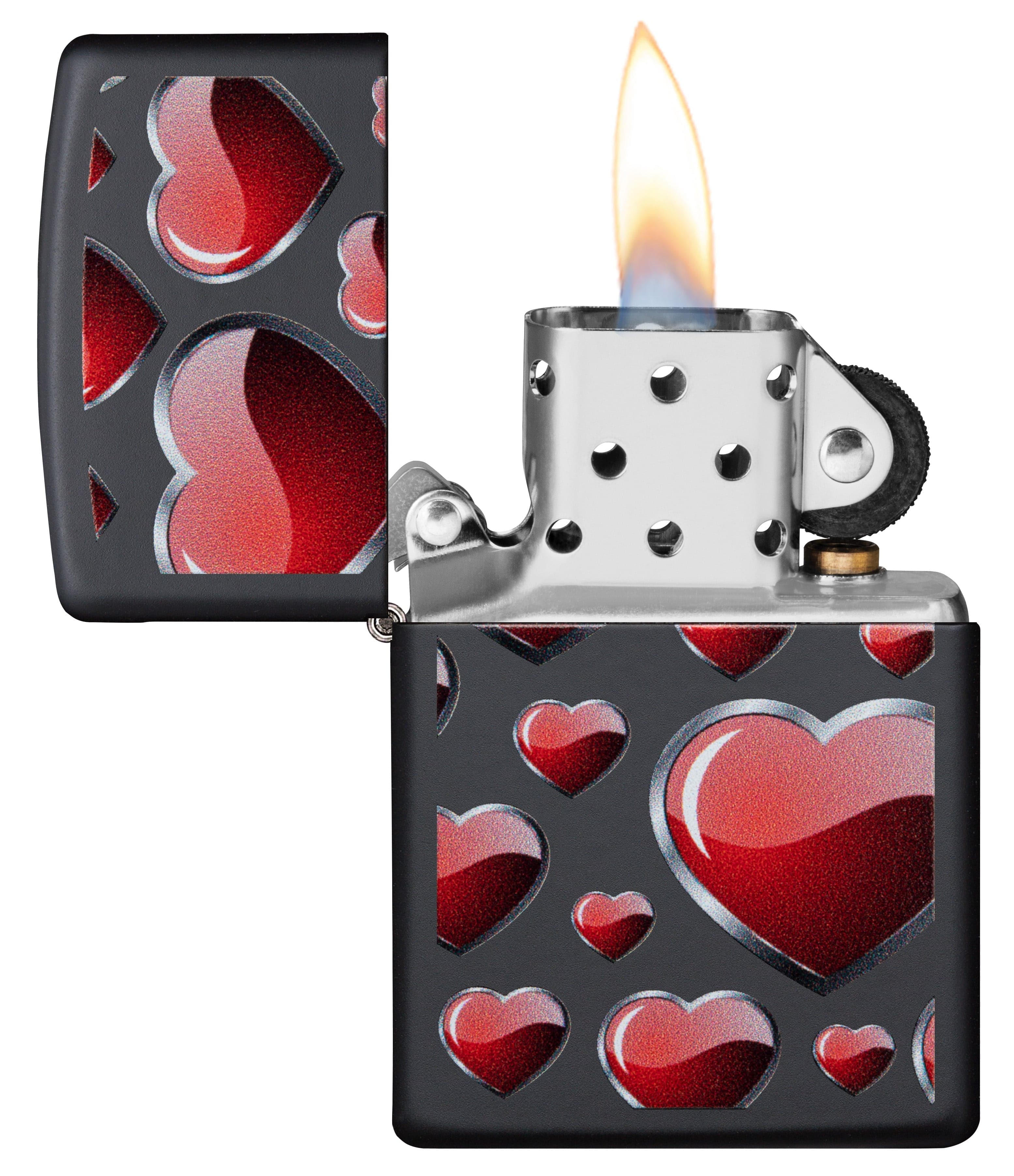 Zippo CI412306 218  Hearts Design Black Matte Windproof Lighter, Middle East Model, Black - OUTBACK