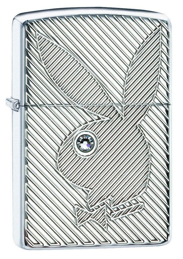 Zippo 28963 Playboy Armor Chrome Windproof Lighter, Armor Model, Silver - OUTBACK