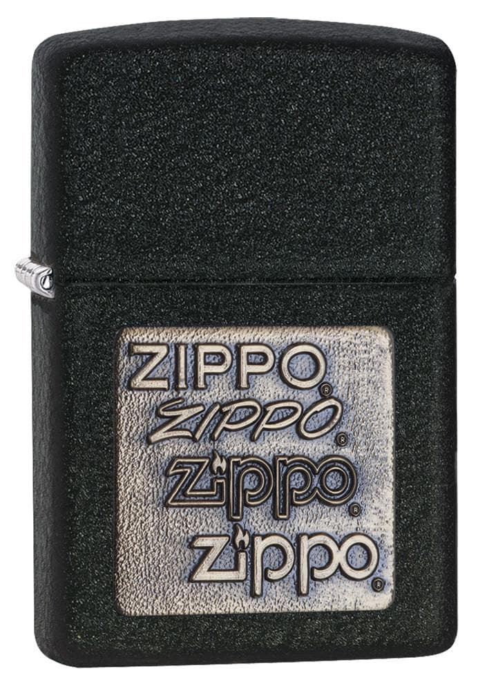 Zippo 362 Bronze Zippo Logo Emblem Black Crackle Windproof Lighter, Classic Model, Black - OUTBACK