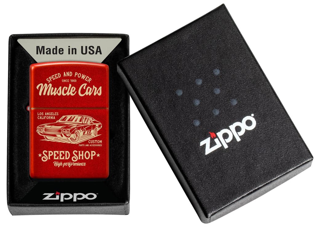 Zippo 48523 49475 Muscle Car Design Metallic Red Windproof Lighter - OUTBACK