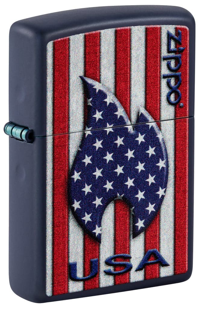 Zippo 48560 239 Patriotic Flame Design Navy Matte Windproof Lighter - OUTBACK