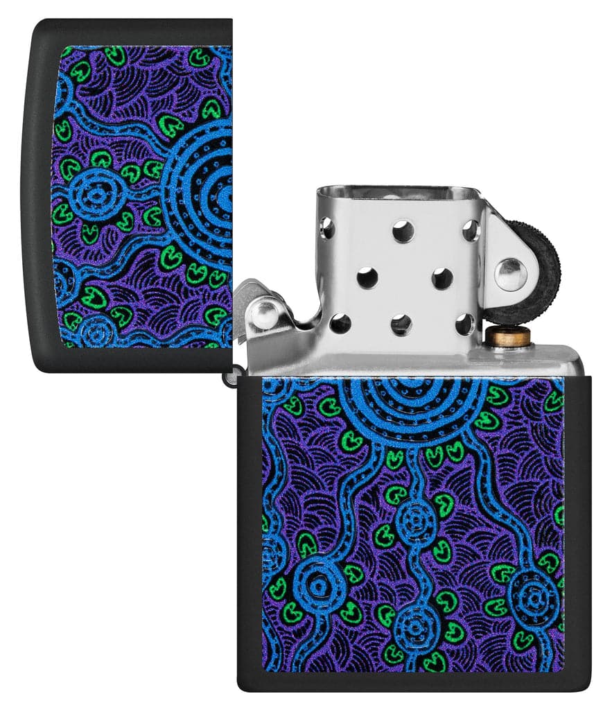 Zippo 48625 218 John Smith Gumbula Black Light Design Black Matte Windproof Lighter - OUTBACK