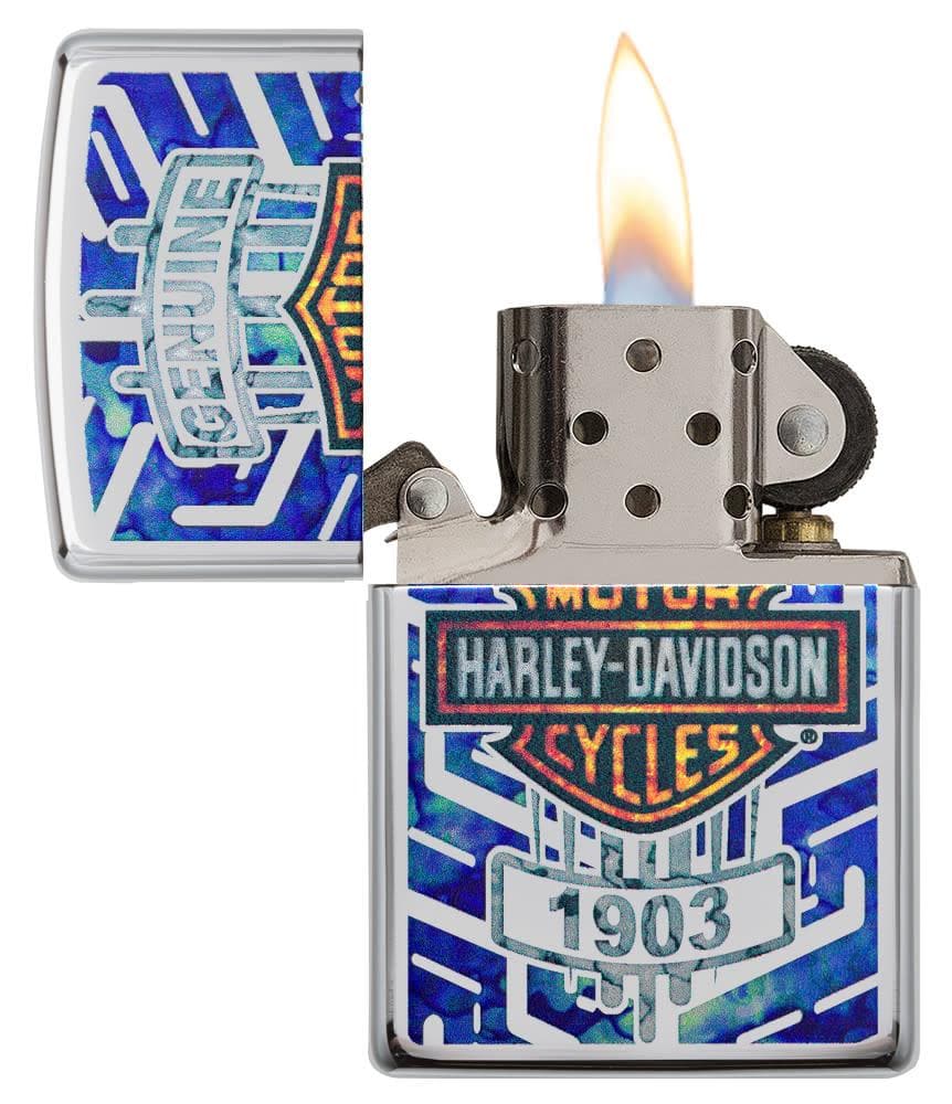 Zippo 29159 250 Harley-Davidson High Polish Chrome Windproof Lighter, Harley-Davidson Model, Silver - OUTBACK