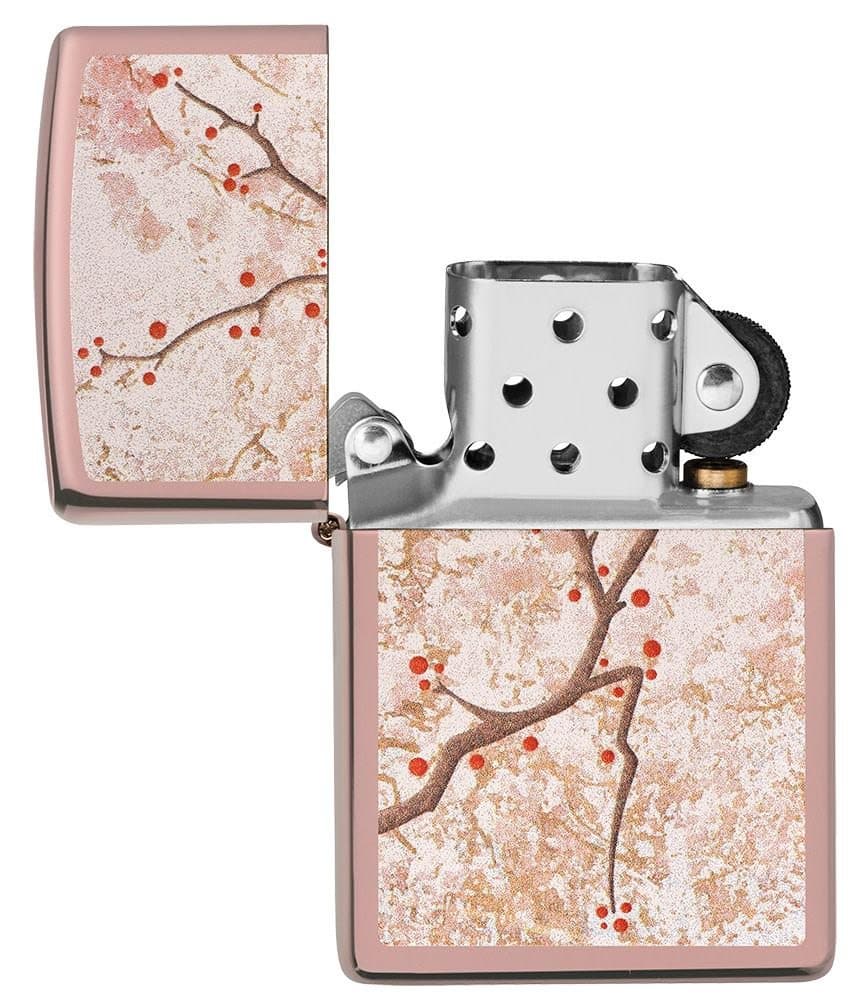 Zippo 49486 49190 Eastern Design Cherry Blossom High Polish Rose Gold Windproof Lighter - OUTBACK