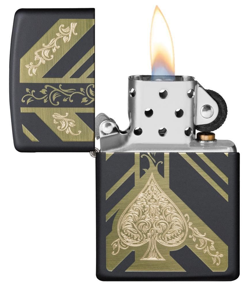 Zippo 29998 Ace Of Spades Matte Black Windproof Lighter, Classic Model, Black - OUTBACK