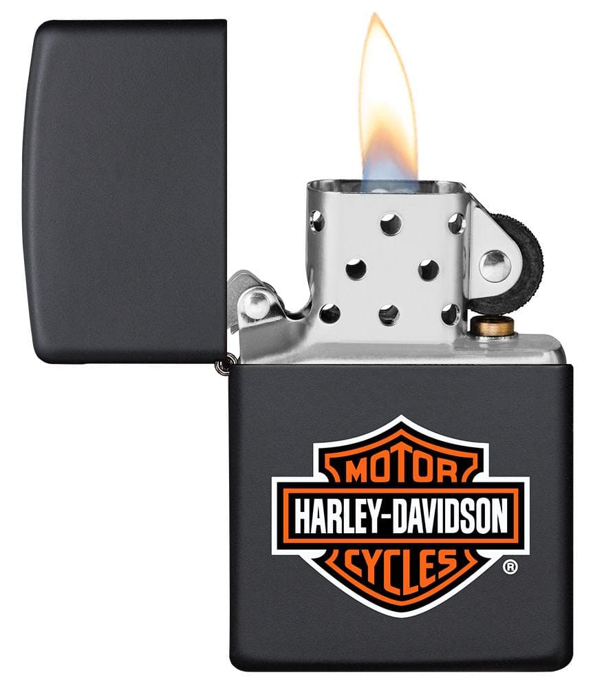 Zippo 218HD.H252 Harley Davidson Classic Logo Black Matte Windproof Lighter, Classic Model, Black - OUTBACK