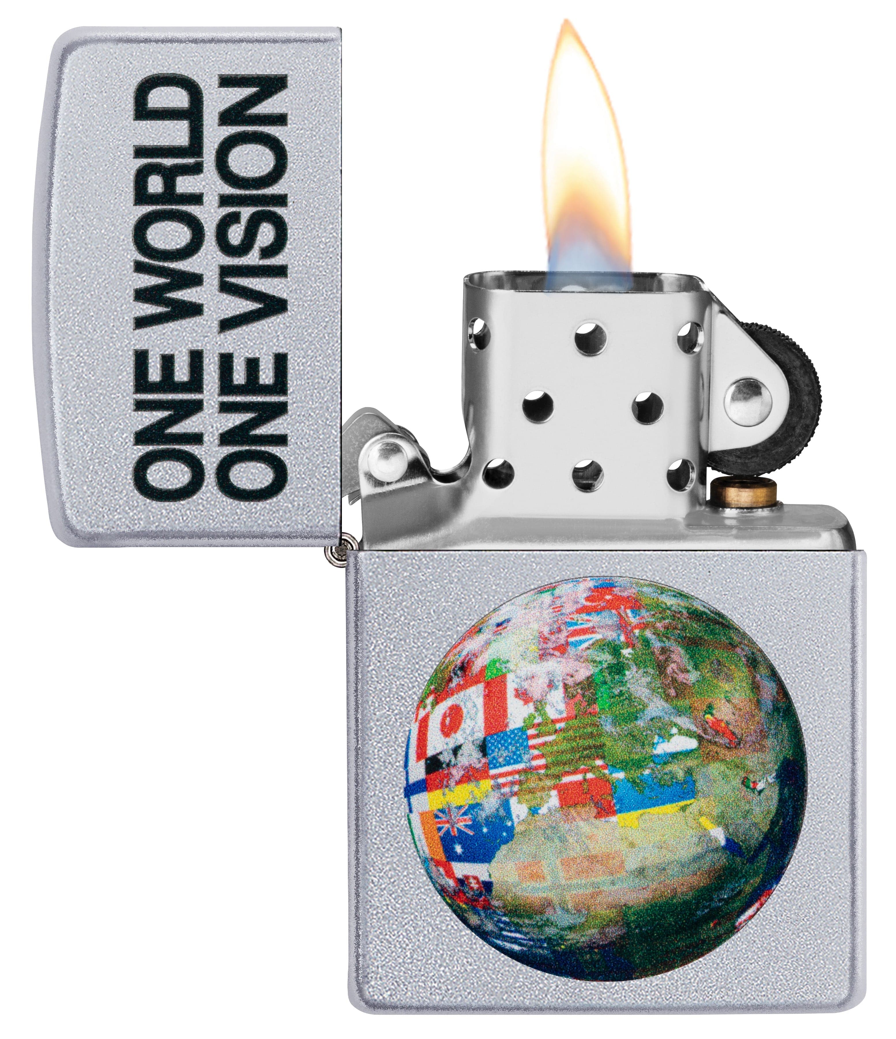 Zippo CI412371 205 World Design Satin Chrome Windproof Lighter, Middle East Model, Silver - OUTBACK