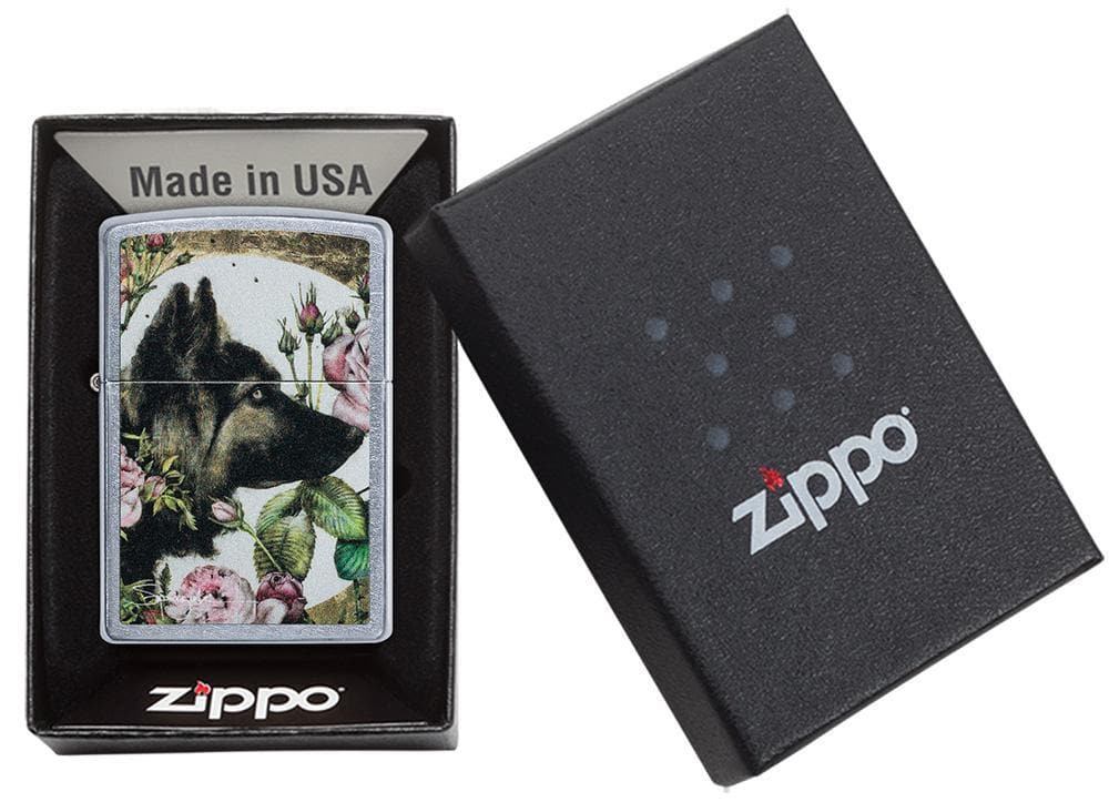 Zippo 49089 Spazuk Dog Street Chrome Windproof Lighter, Classic Model, Silver - OUTBACK