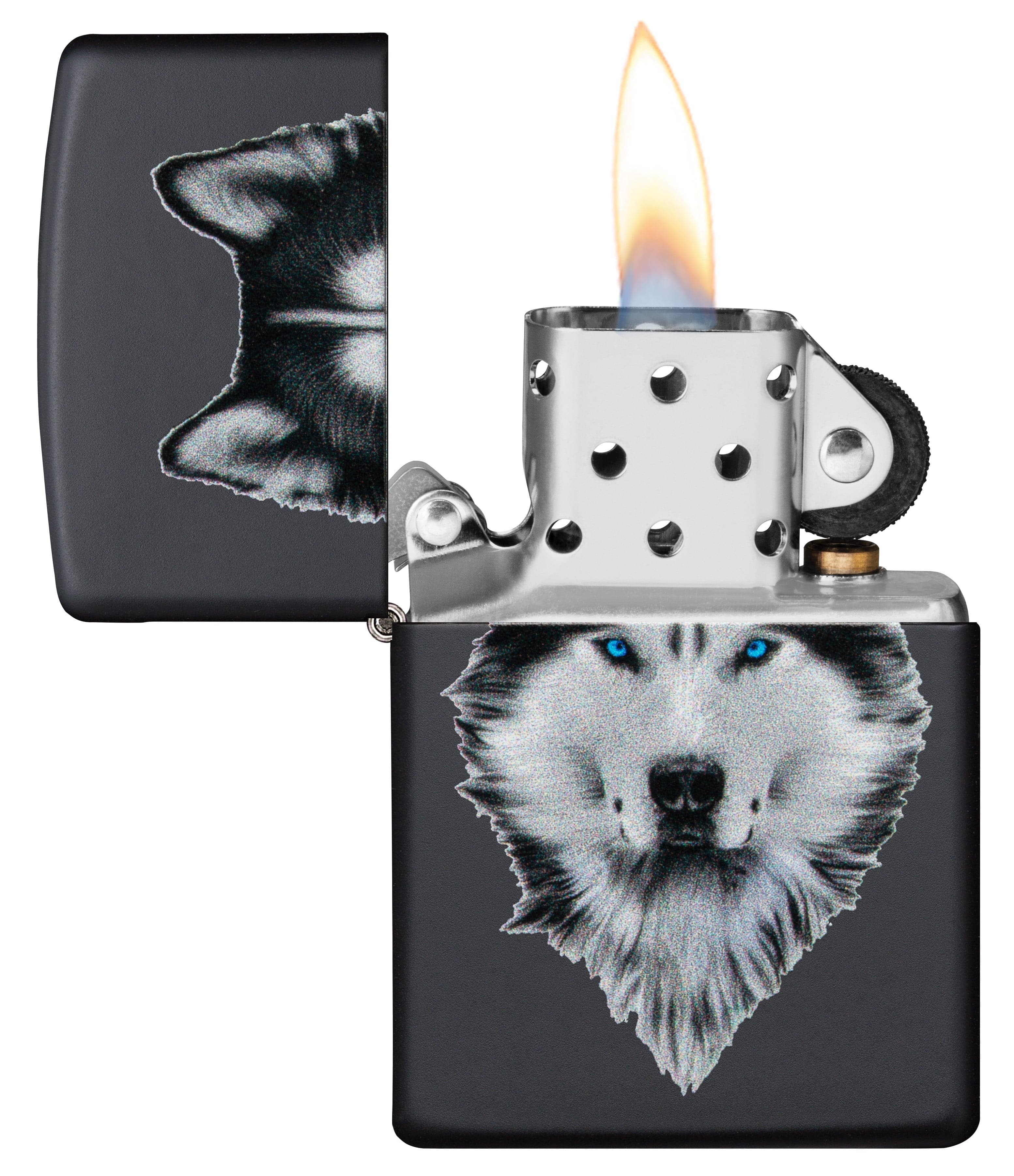 Zippo CI412378 218 Siberian Husky Design Black Matte Windproof Lighter, Middle East Model, Black - OUTBACK