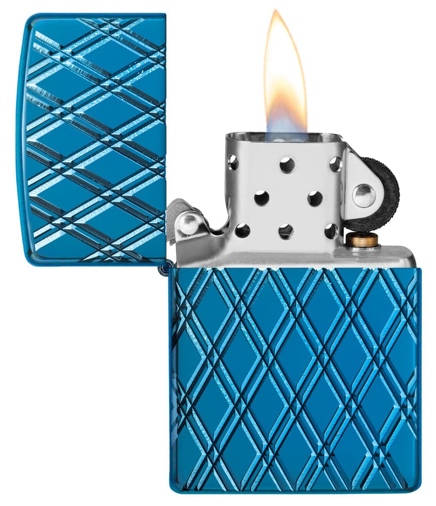 Zippo 29964 Armor High Polish Blue Diamonds Windproof Lighter, Classic Model, Blue - OUTBACK