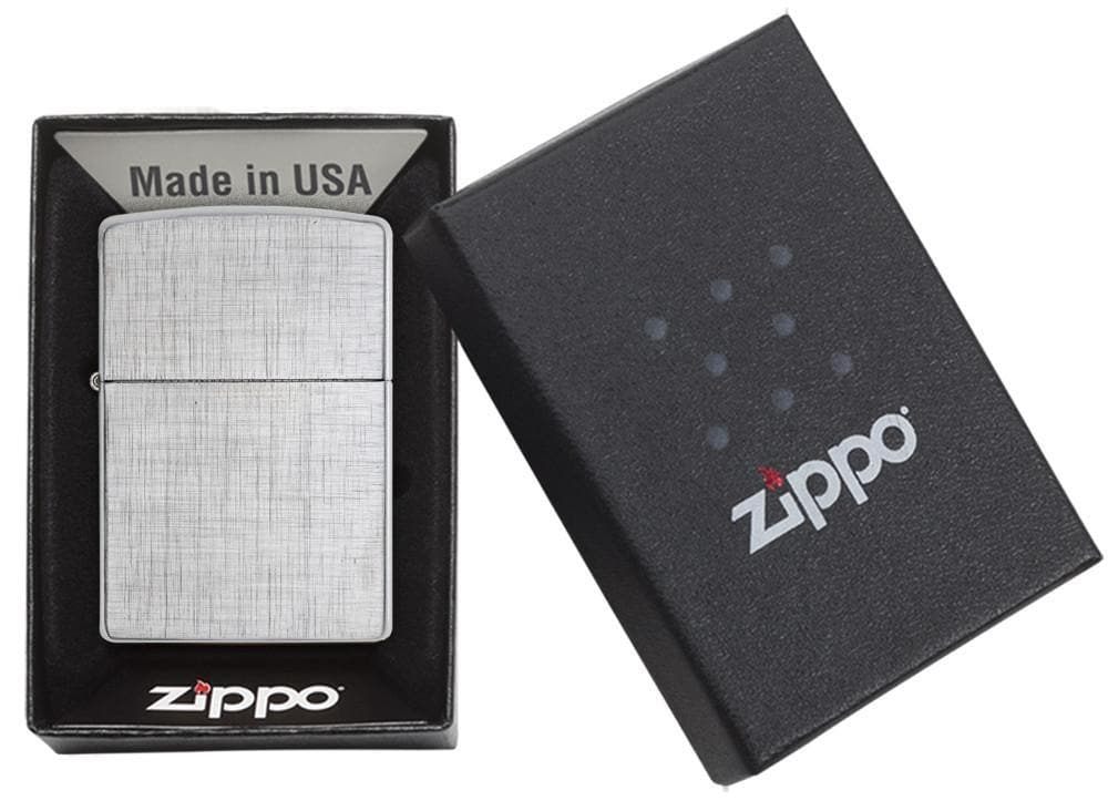 Zippo 28181 Classic Linen Weave Chrome Windproof Lighter, Classic Model, Silver - OUTBACK