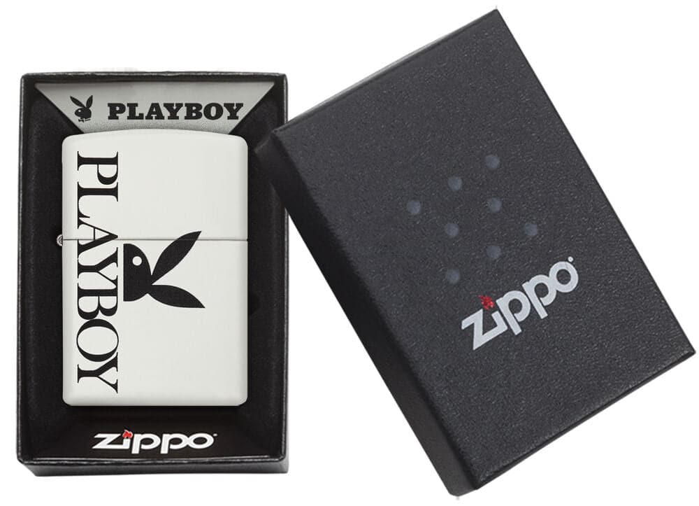 Zippo 29579 214 Playboy Windproof Lighter White Matte, Classic Model, White - OUTBACK