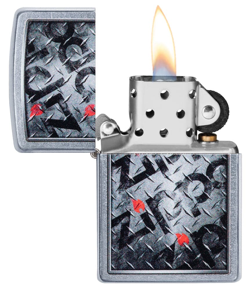 Zippo 29838 Diamond Plate Zippo Design Windproof Lighter, Classic Model, Silver - OUTBACK