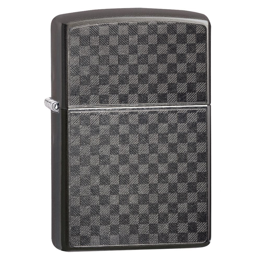 Zippo 29823 Iced Carbon Fiber Checkered Design Deep Grey Windproof Lighter, Classic Model, Grey - OUTBACK