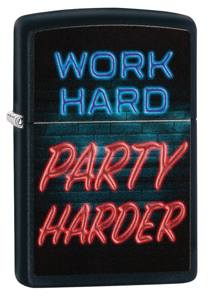 Zippo CI412248 218 Work Hard Design Black Matte Windproof Lighter, Middle East Model, Black - OUTBACK