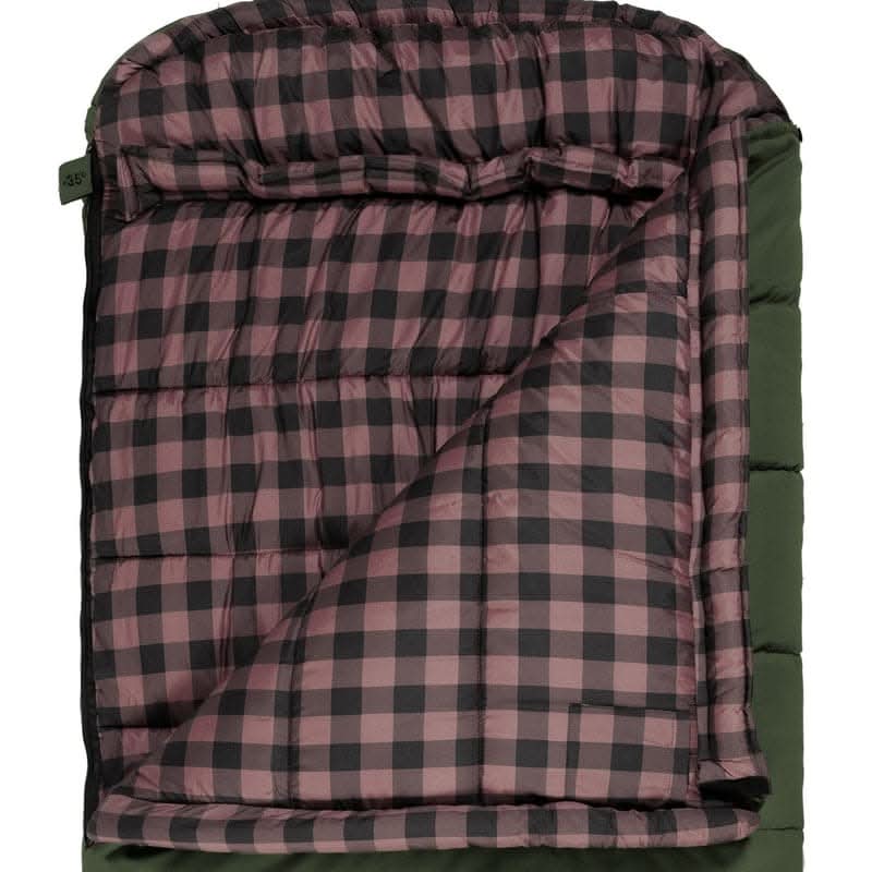 TETON BRIDGER -35F CANVAS SLEEPING BAG, Right Zip, Green and Rose