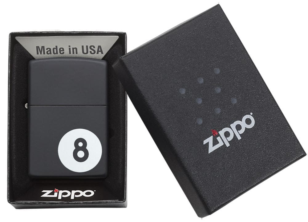 Zippo 28432 Billiards 8-Ball Black Matte Windproof Lighter, Classic Model, Black - OUTBACK