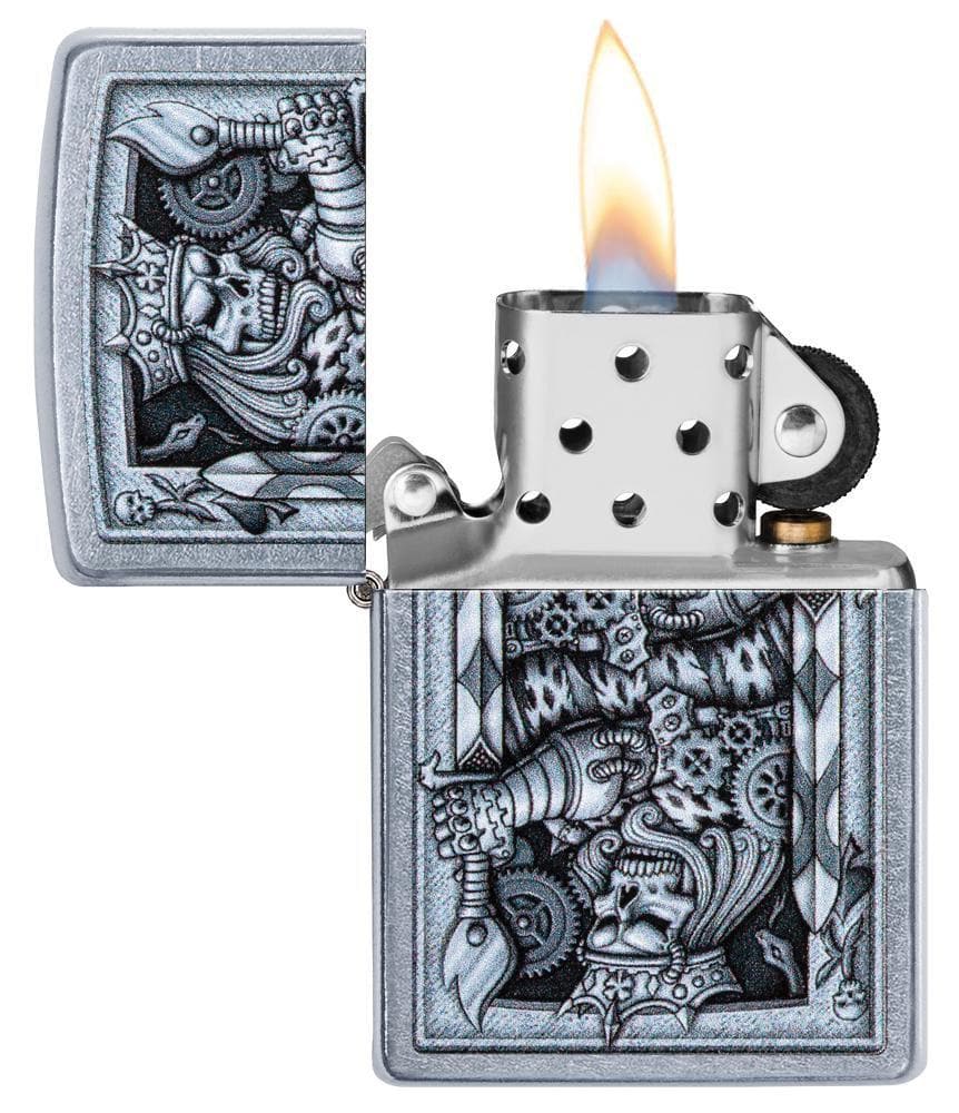 Zippo 29877 207 Steampunk King Spade Street Chrome Windproof Lighter, Classic Model, Silver - OUTBACK