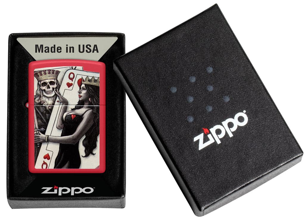 Zippo 48624 233 Skull King Queen Beauty Red Matte Windproof Lighter - OUTBACK