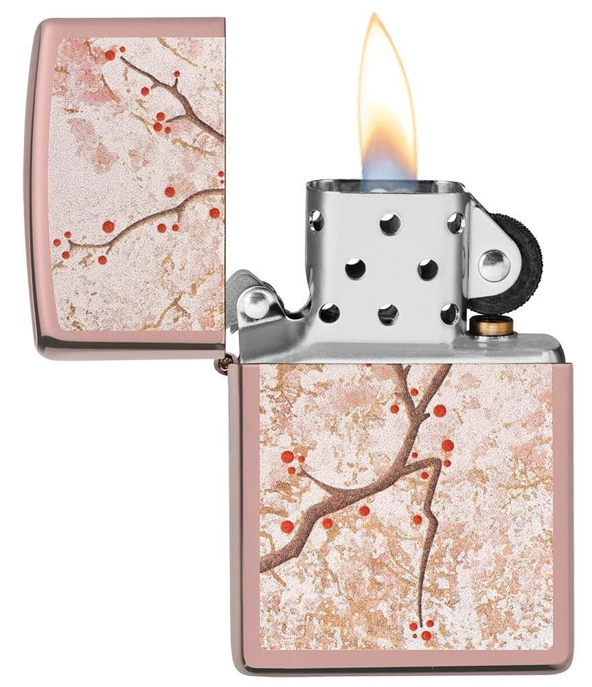 Zippo 49486 49190 Eastern Design Cherry Blossom High Polish Rose Gold Windproof Lighter - OUTBACK