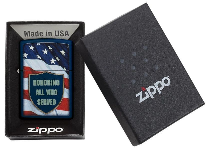 Zippo 29092 All Who Served Navy Matte Windproof Lighter, Classic Model, Blue - OUTBACK