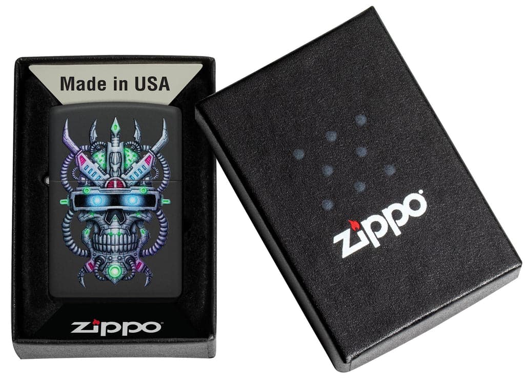 Zippo 48516 218 Cyber Skull Design Black Matte Windproof Lighter - OUTBACK