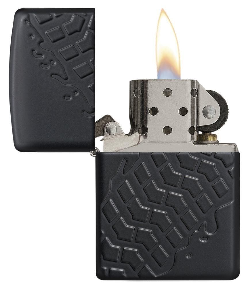 Zippo 28966 Armor Tire Tread Black Matte Windproof Lighter, Classic Model, Black - OUTBACK