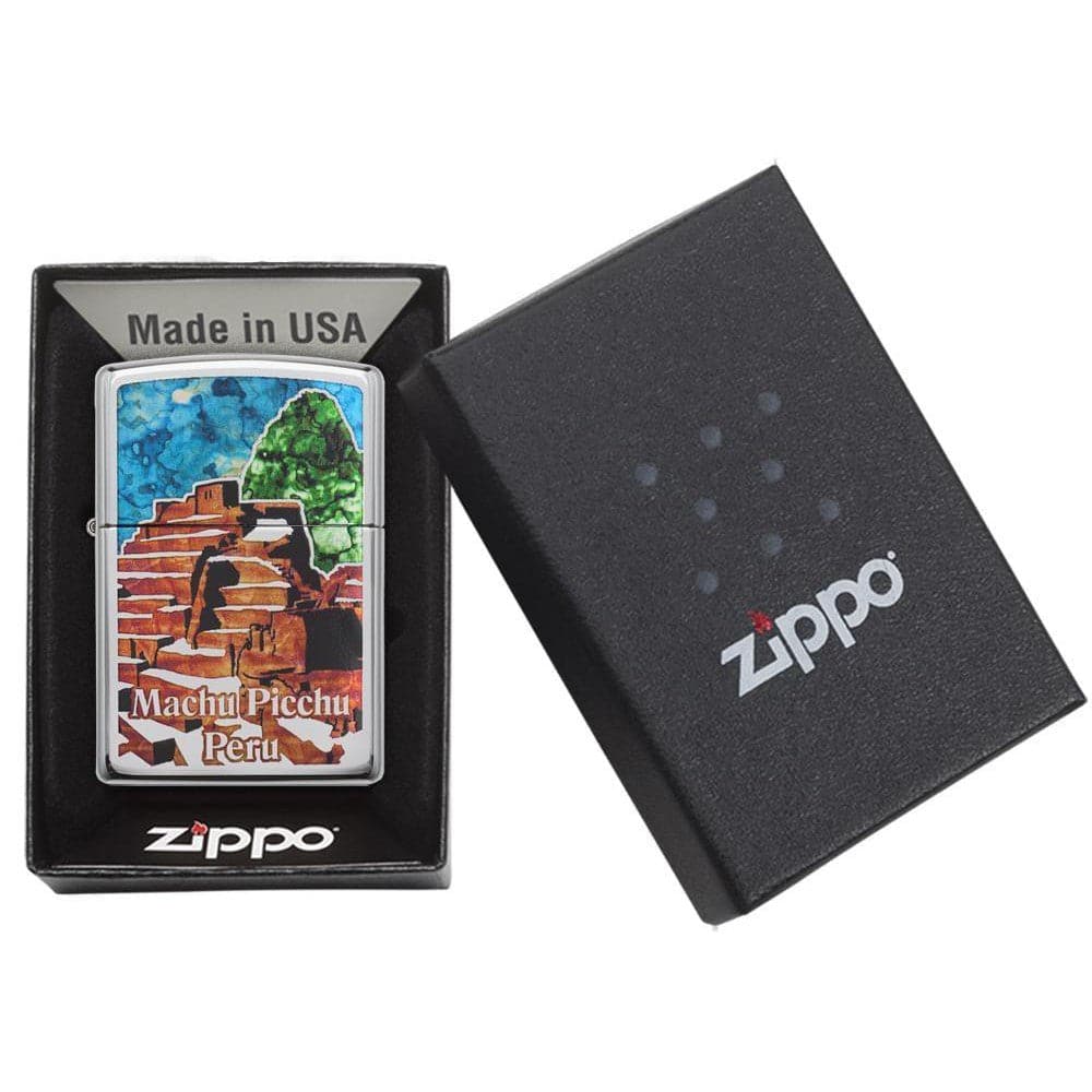 Zippo 29496 250 Machu Picchu Peru Windproof Lighter, Classic Model, Silver - OUTBACK