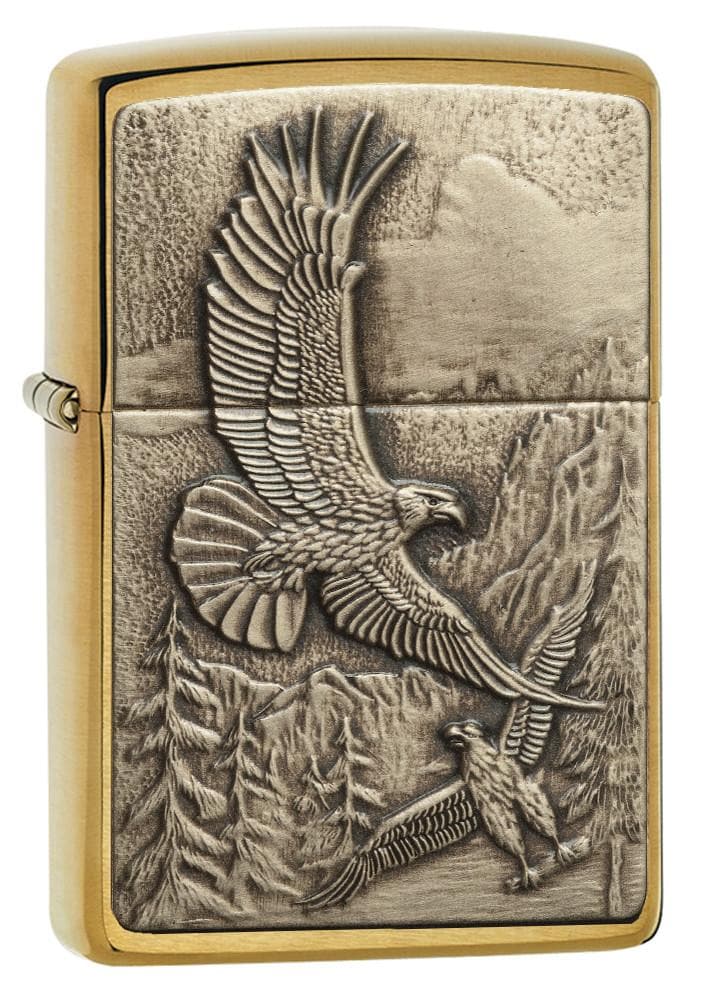 Zippo 20854 204B Where Eagles Dare Brushed Brass Windproof Lighter, Classic Model, Gold - OUTBACK