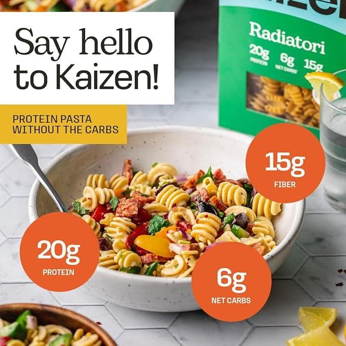 Kaizen Low Carb High Protein Pasta Radiotori 226 Gr - Athletix.ae