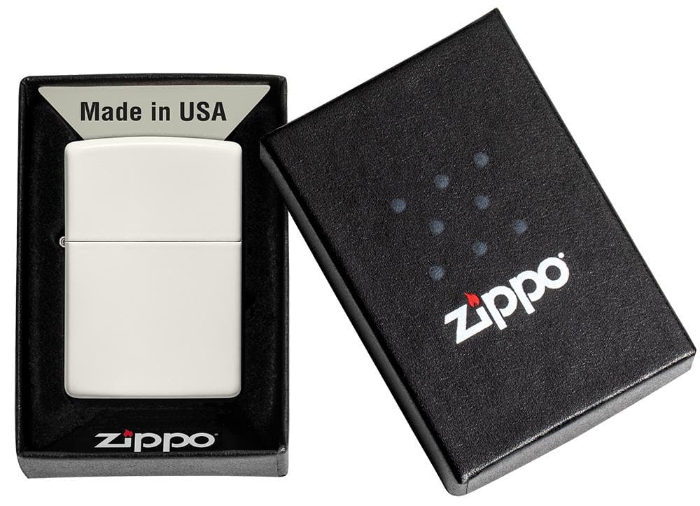 Zippo 49193 Classic Glow In The Dark Matte Windproof Lighter, Classic Model, White - OUTBACK