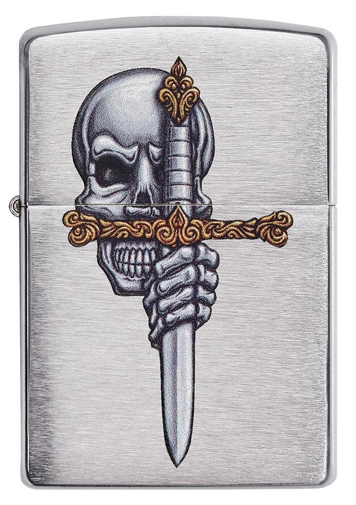 Zippo 49488 200 Sword Skull Design Brushed Chrome Windproof Lighter - OUTBACK