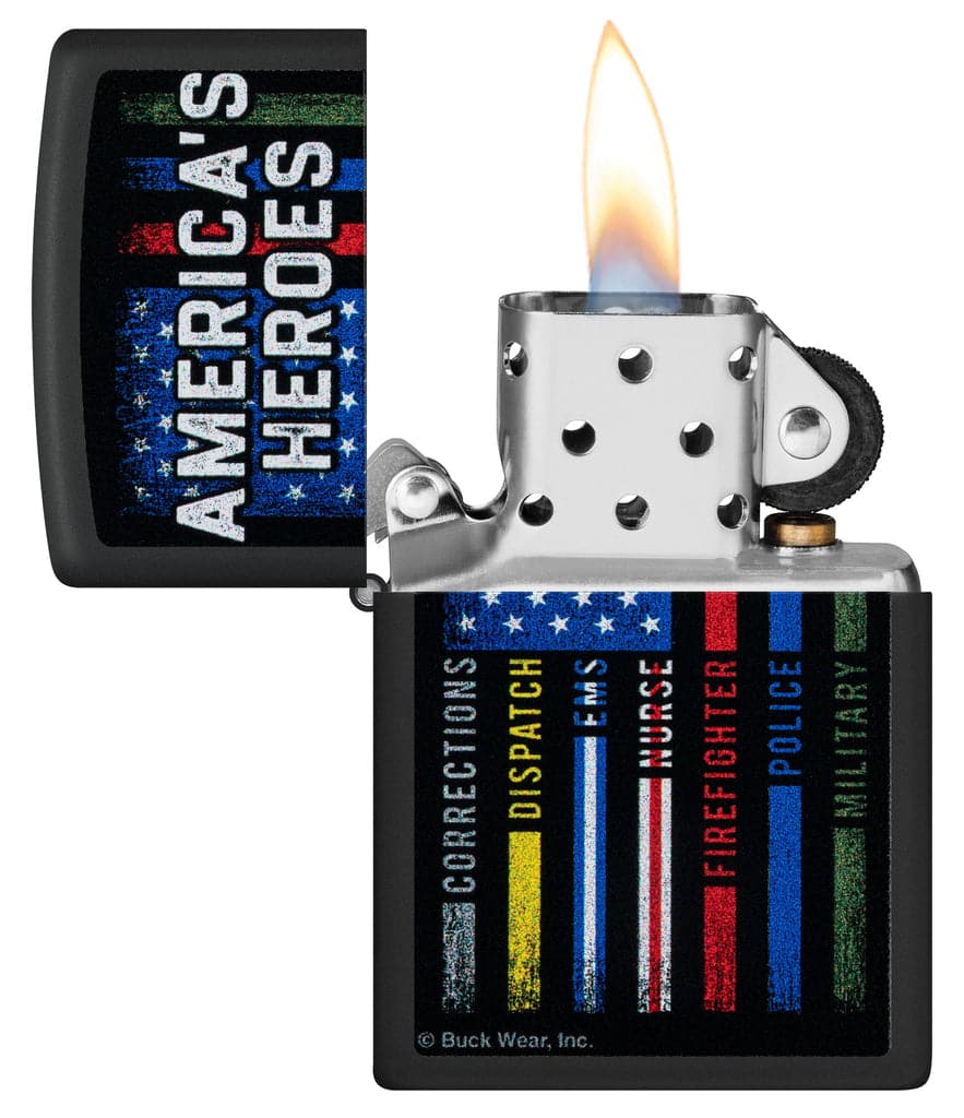 Zippo 48634 218 Buckwear America's Heroes Design Black Matte Windproof Lighter - OUTBACK