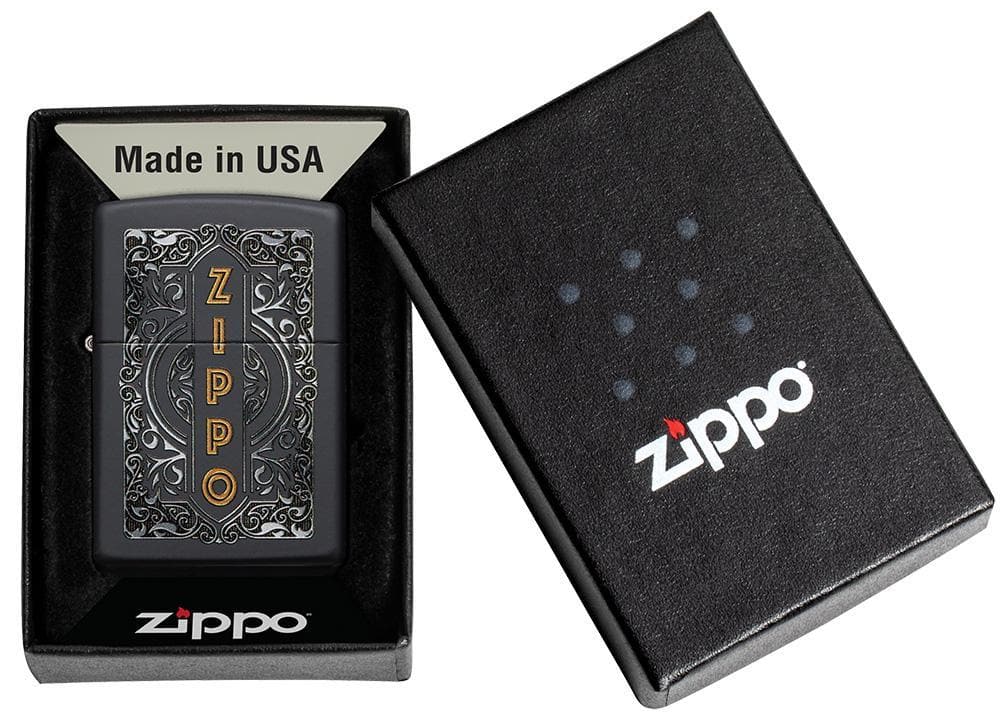 Zippo 49535 218 Zippo Design Black Matte Windproof Lighter, Classic Model, Black - OUTBACK